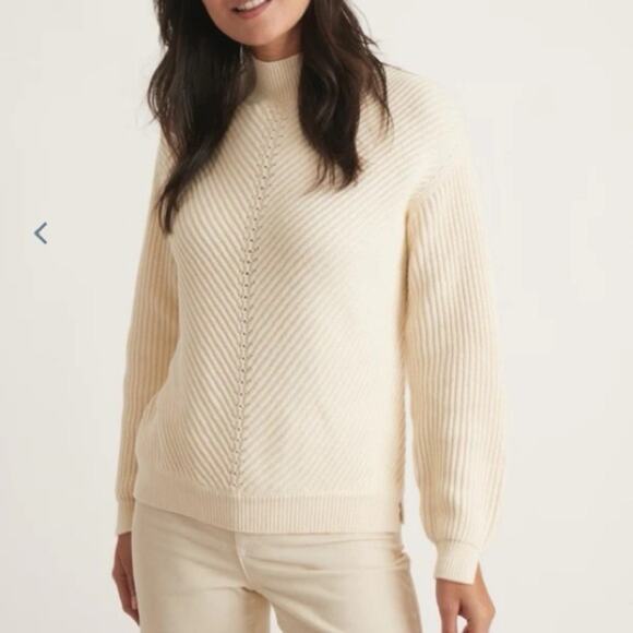NWT Marine Layer Skylar Ivory Wool Blend Turtleneck Sweater Size Large - Picture 2 of 11